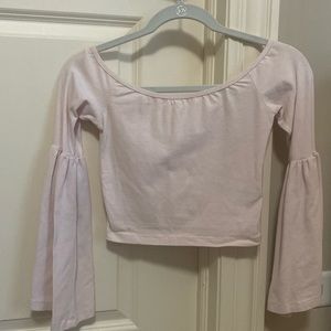 Light pink bell sleeve crop top